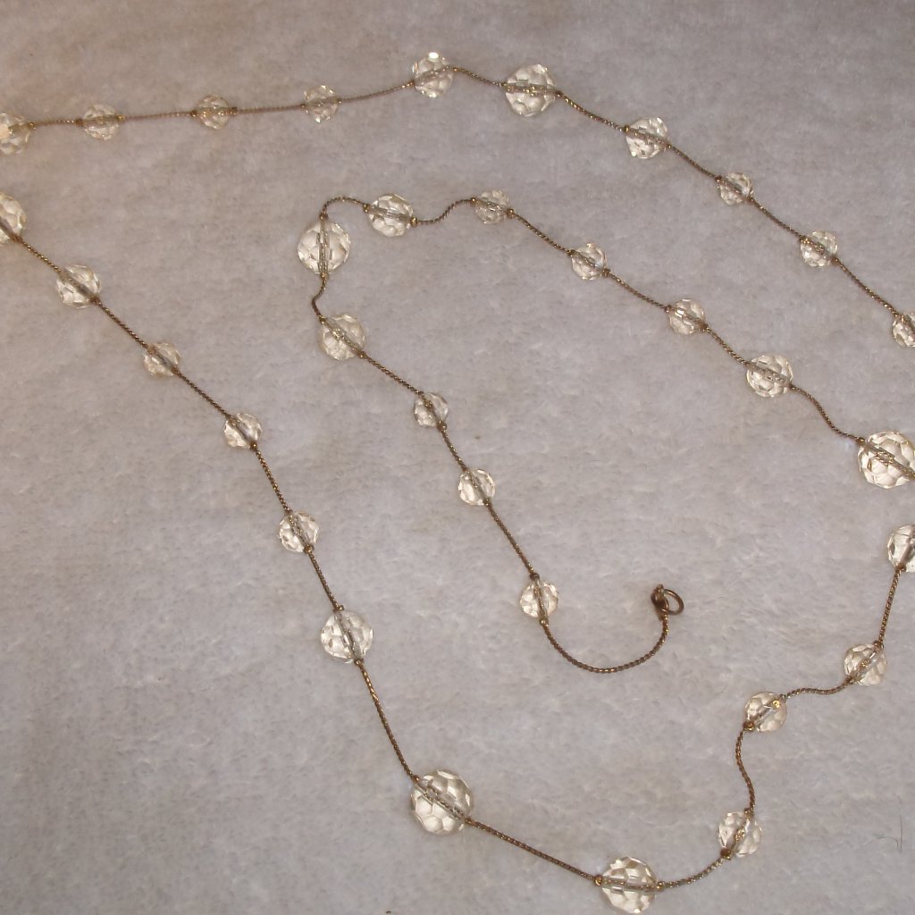 Necklace Gold Chain Beveled Clear Glass Balls 12$